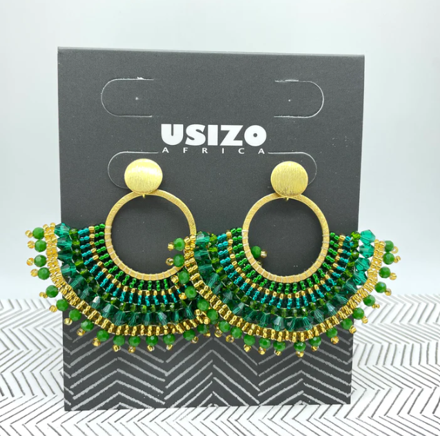 Green Goddess beaded earrings popular