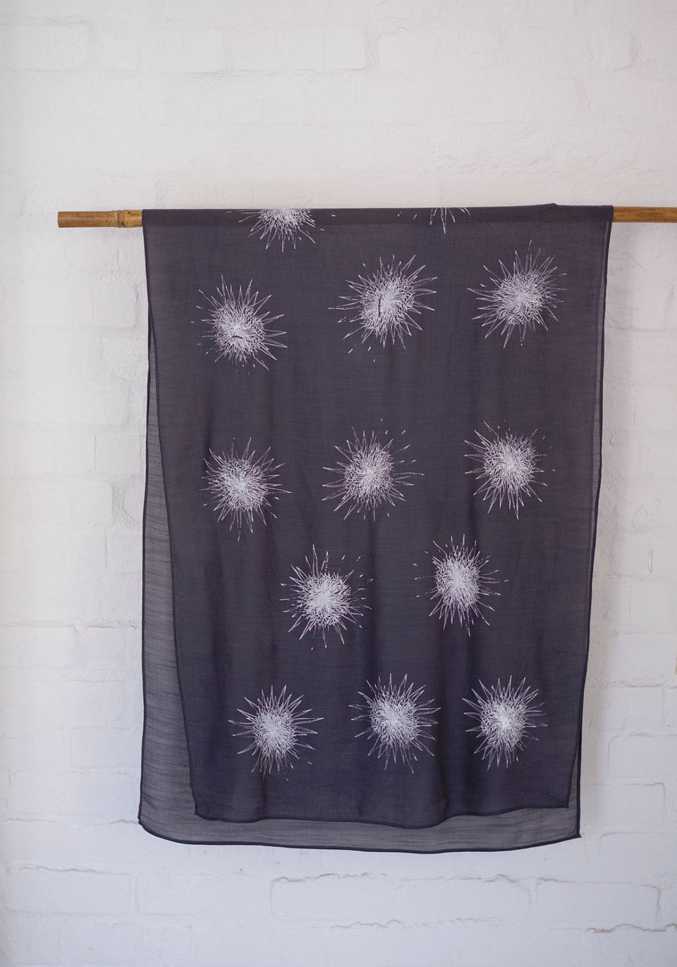 White on Charcoal Protea Voile Scarf