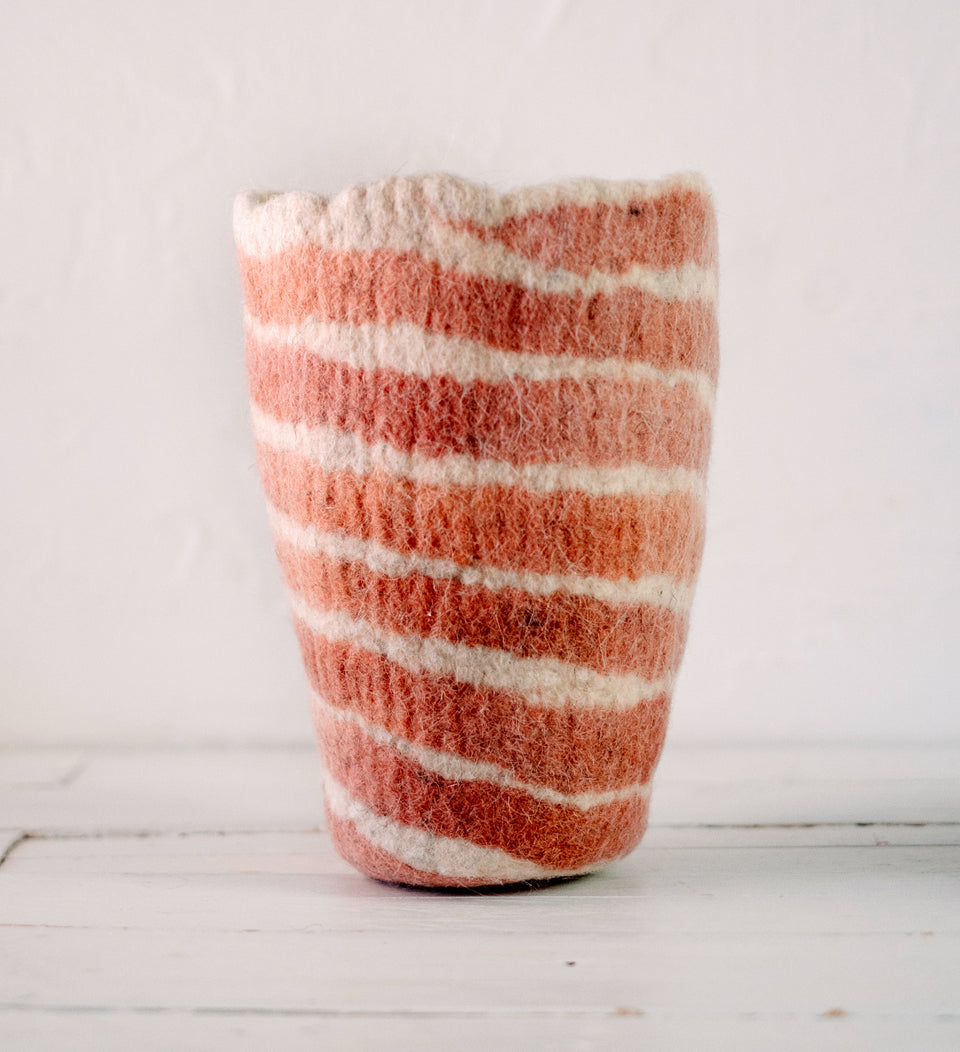 Pathways Felted Table Vase in Peachy Pink