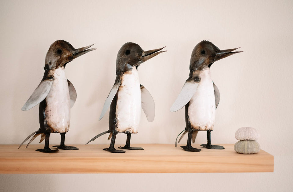 Recycled Metal Penguin Sculpture