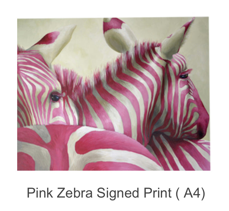 Pink Zebra Signed Print