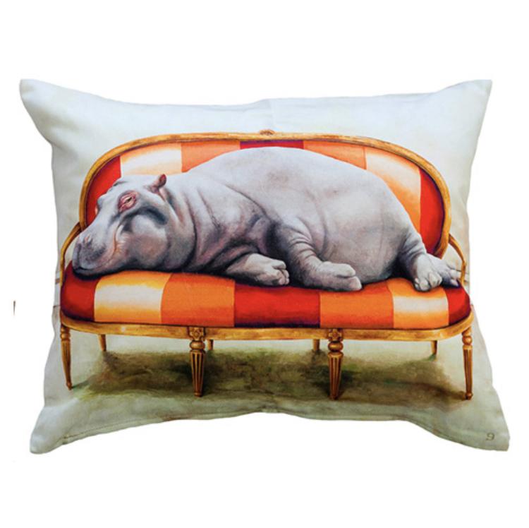 Wildlife At Leisure Decorative Pillow Cover - Hippo