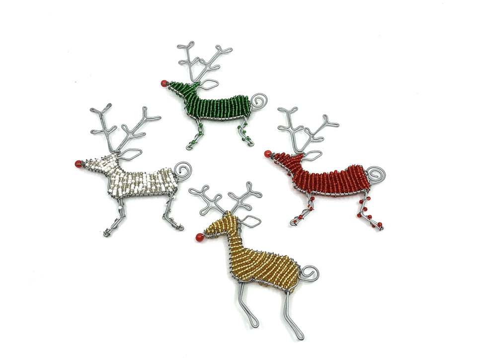 Zulu Beaded Reindeer Christmas Ornament