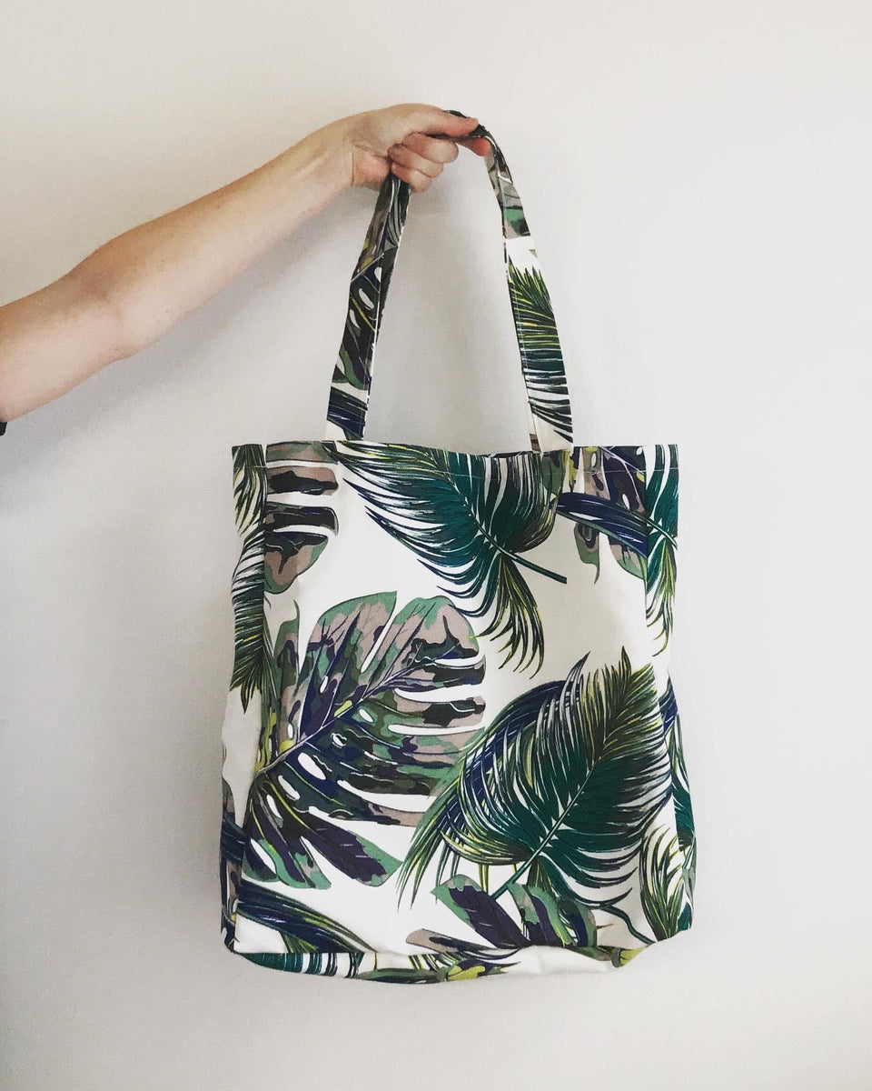 Protea & Palm Leaf Fabric Shopping Totes
