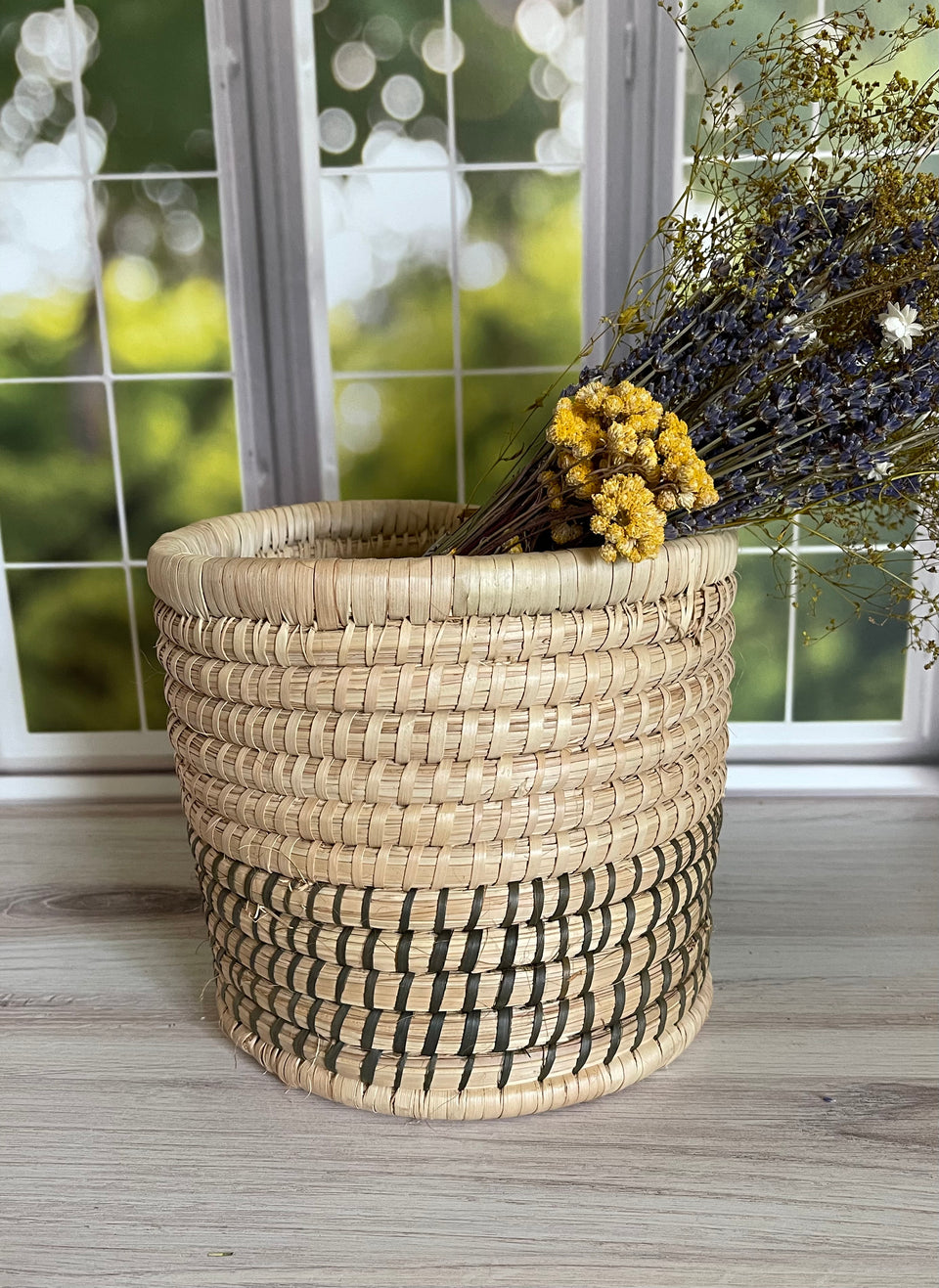 Handwoven Rattan Charcoal & Natural Basket