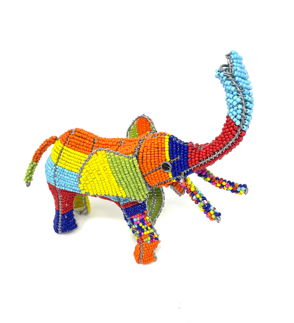 String Of Elephants: 5 Colourful Elephants, Beads + Bell