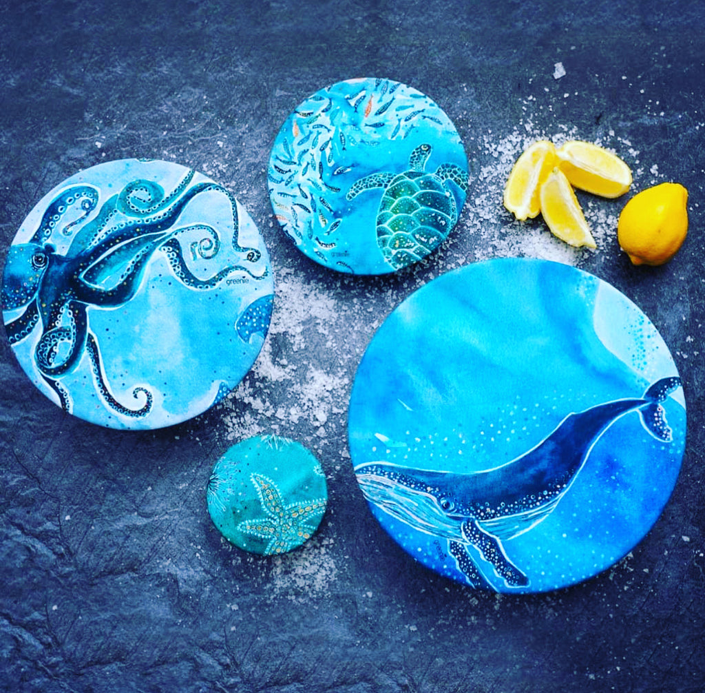 Save Our Ocean Fabric Food Covers (set of 4) Ithemba Creations