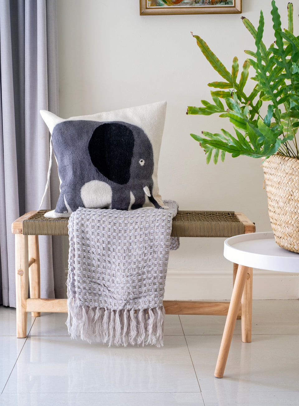 Hand Felted Elephant Pillow Cover