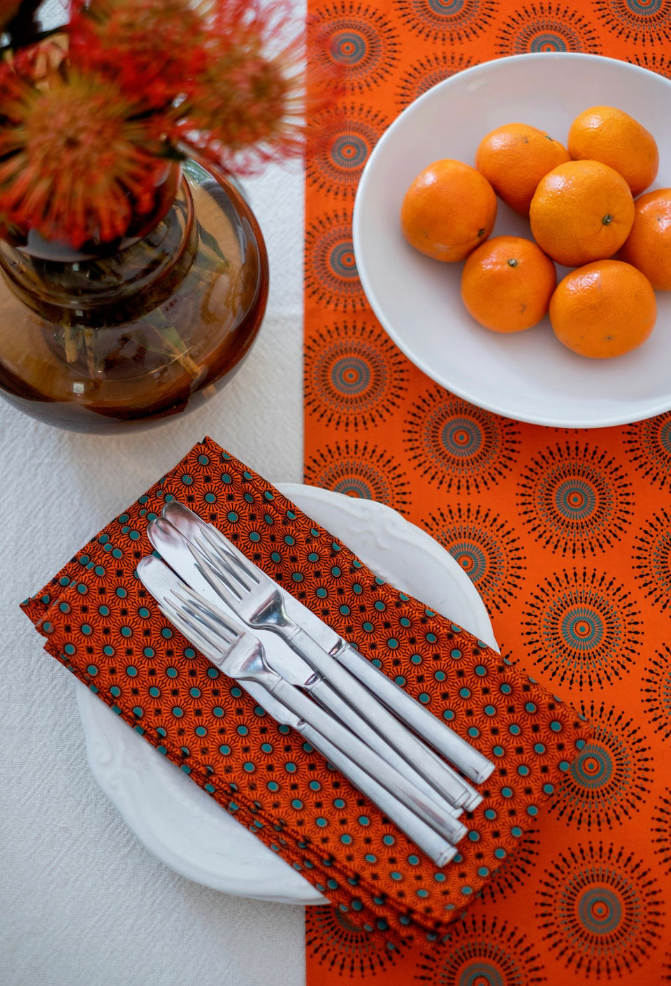 Orange Shweshwe Cotton Table Runner (Standard or Long)