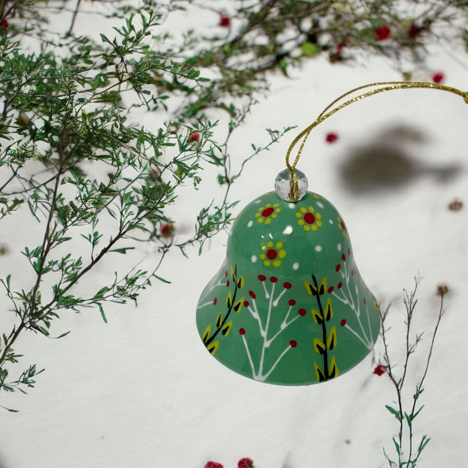 Hand-Painted Ceramic Holiday Bell Ornament – Potterswork