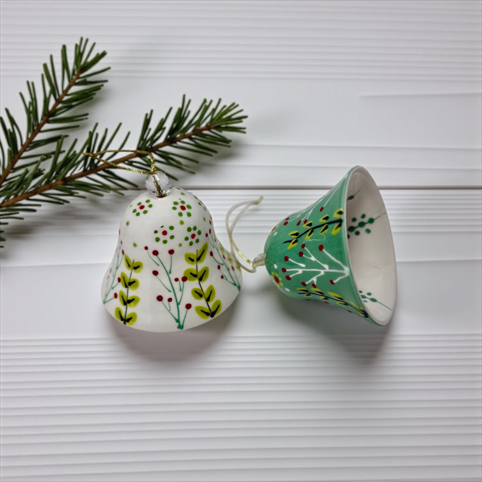 Hand-Painted Ceramic Holiday Bell Ornament – Potterswork