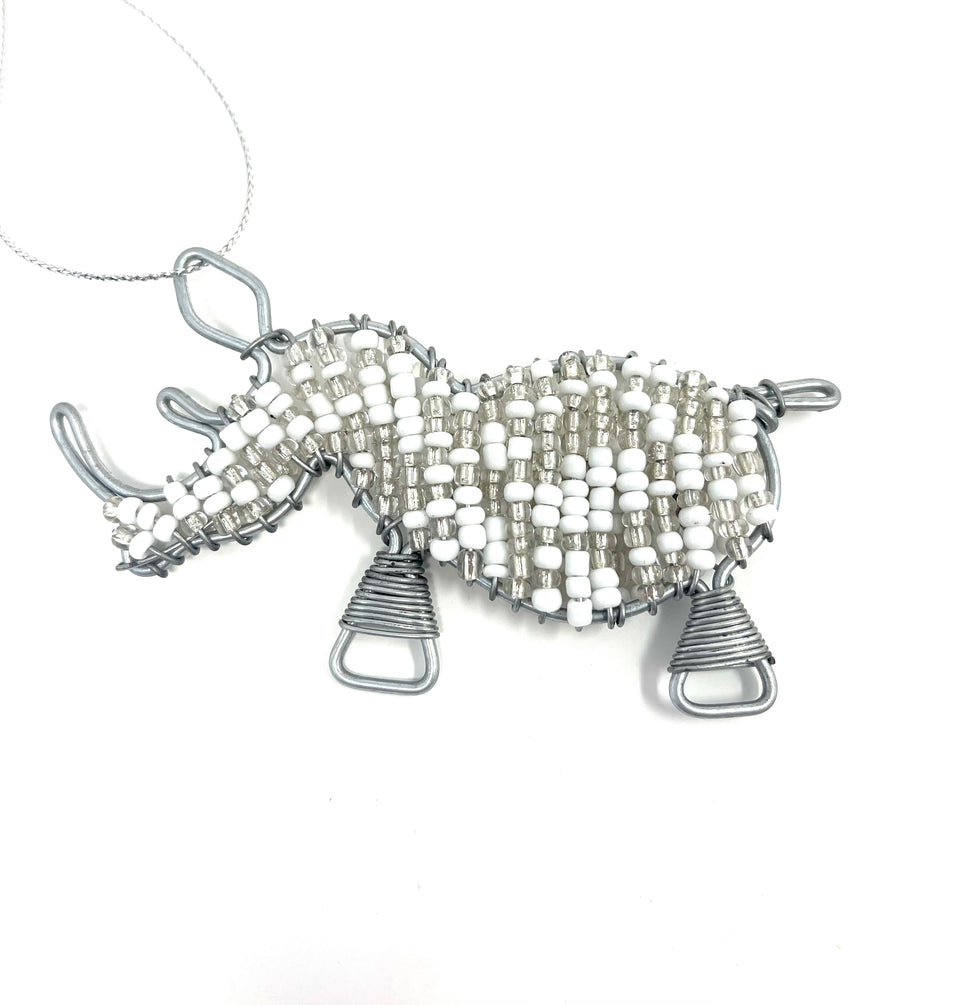 Zulu Beaded Rhino Christmas  Ornament