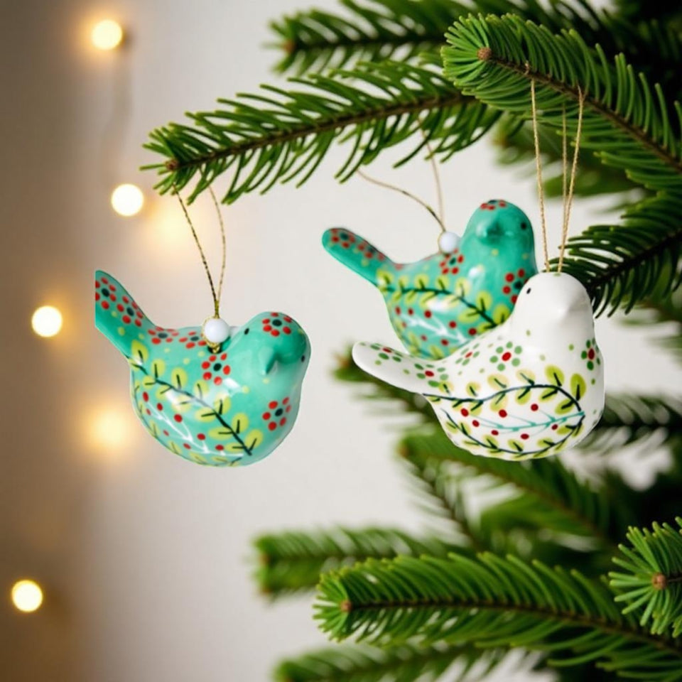 Potterswork Ceramic Love Bird Ornaments