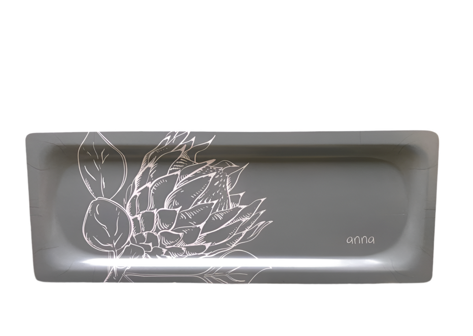 Anna's Light Grey Protea Rectangular Melamine Tray