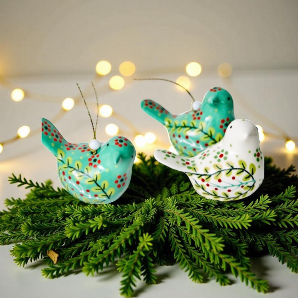 Potterswork Ceramic Love Bird Ornaments