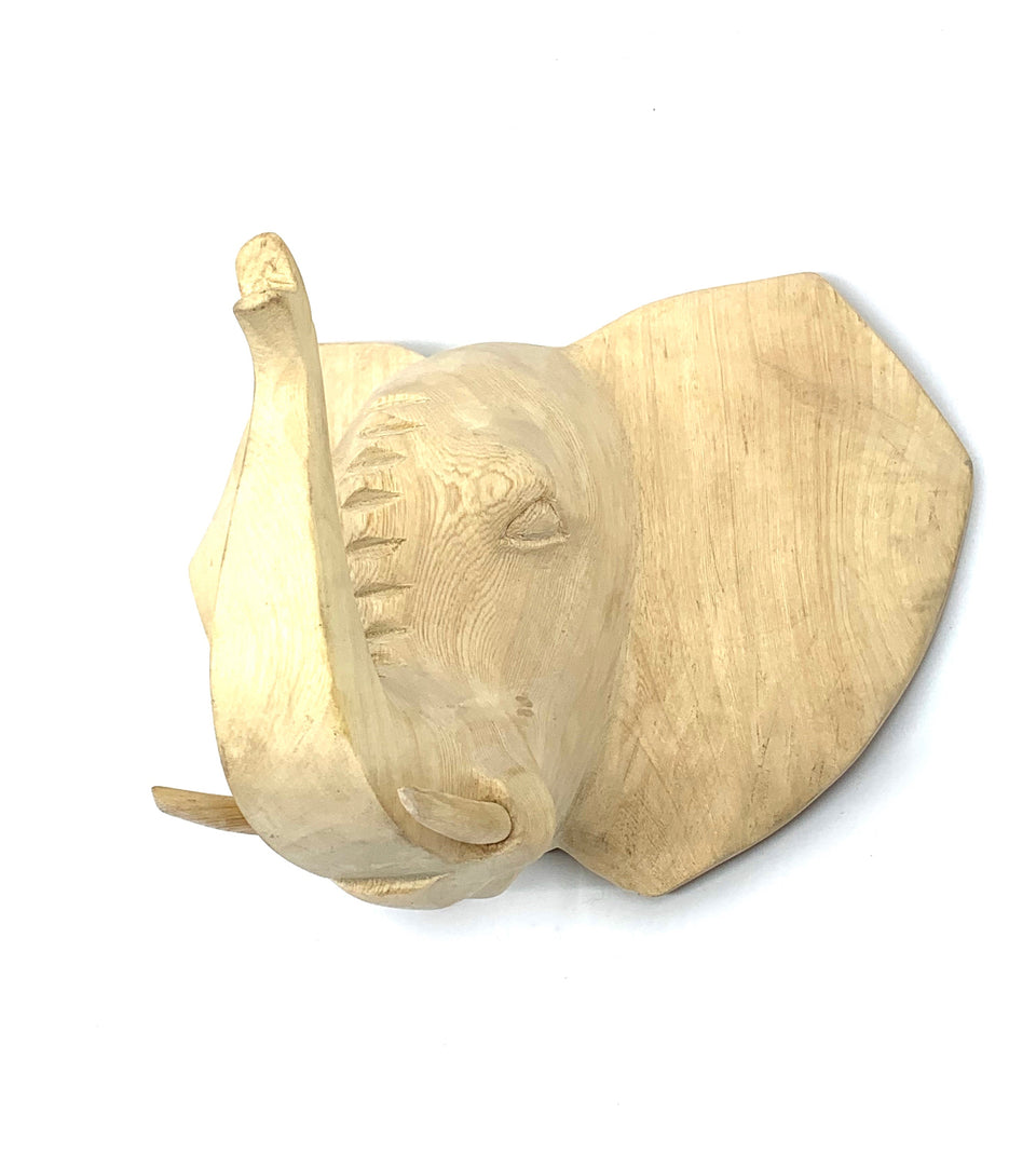 Small Hand Carved Jacaranda Elephant Head Wall Hanging