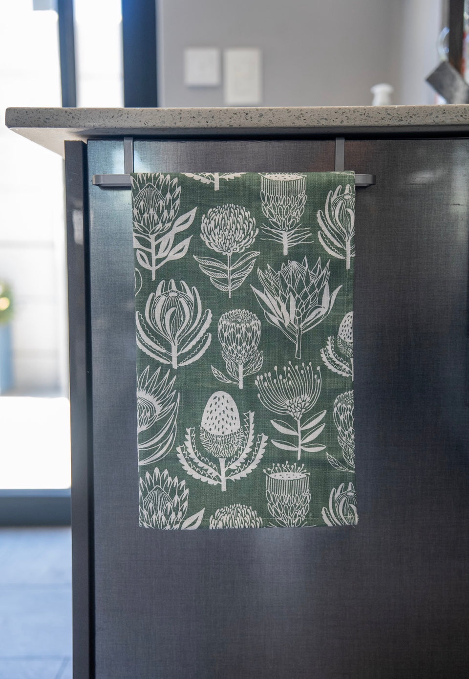 Alove Supreme Floral Kingdom Tea Towel – White on Sage