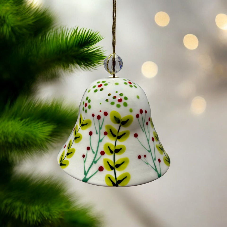 Hand-Painted Ceramic Holiday Bell Ornament – Potterswork