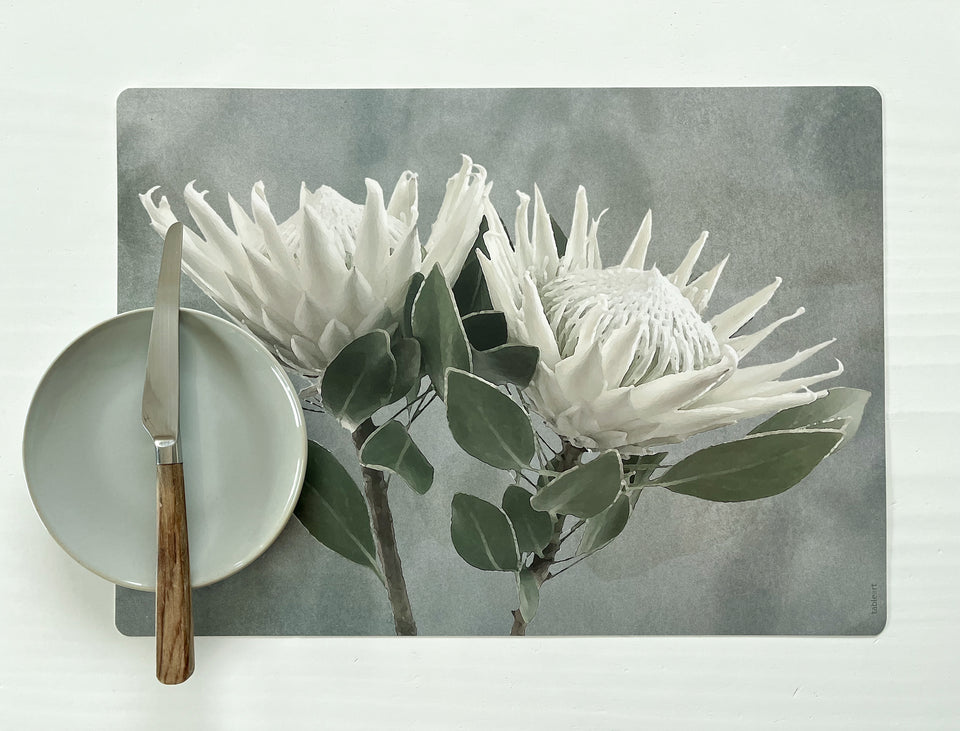 Double White King Protea Placemats