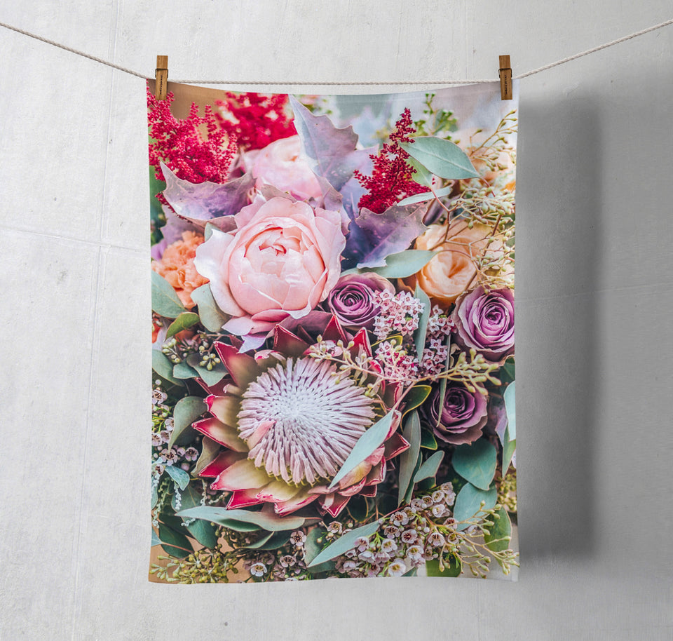 Protea Pink Tea Towel