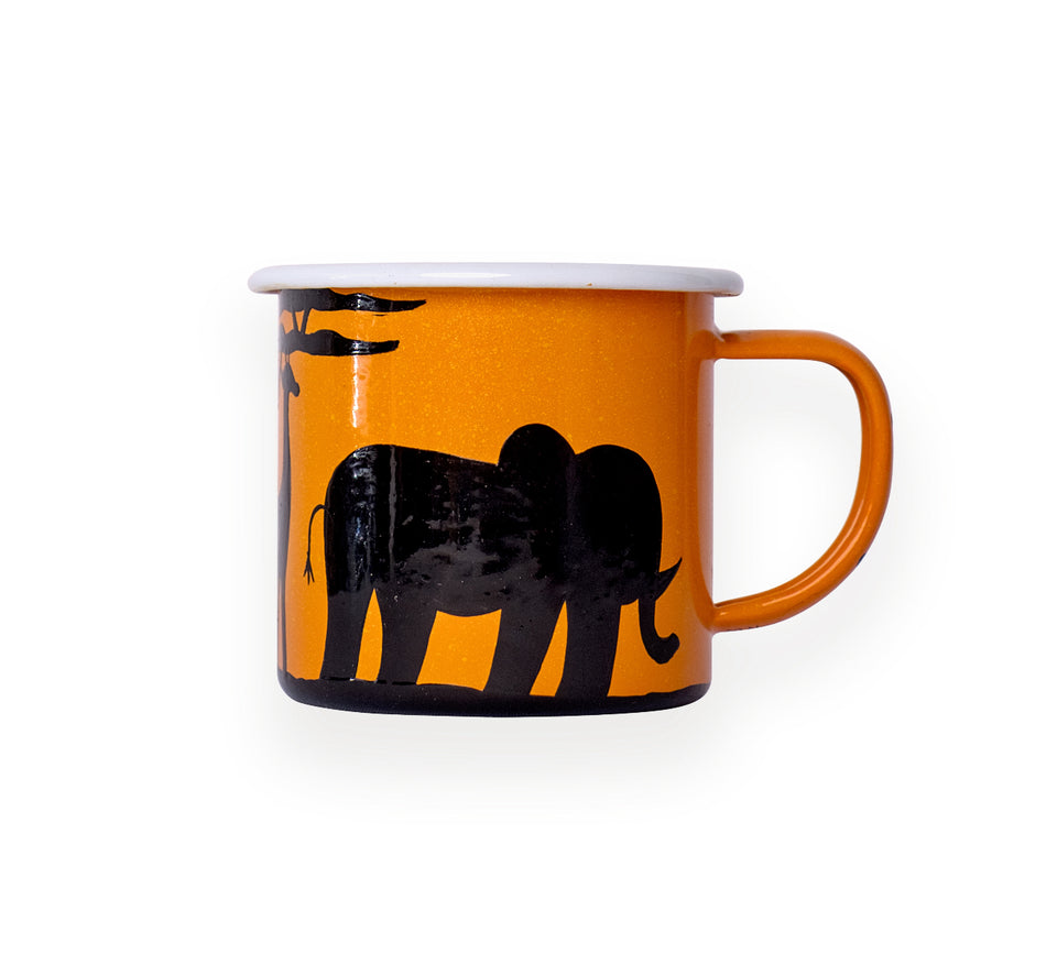 Hand Painted Animal Silhouette Enamel Mug