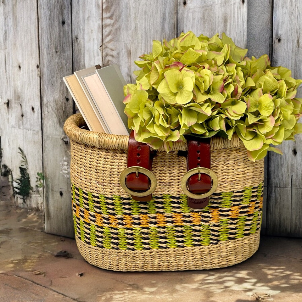 Ghanaian Handwoven Medium Bolga Bicycle Basket