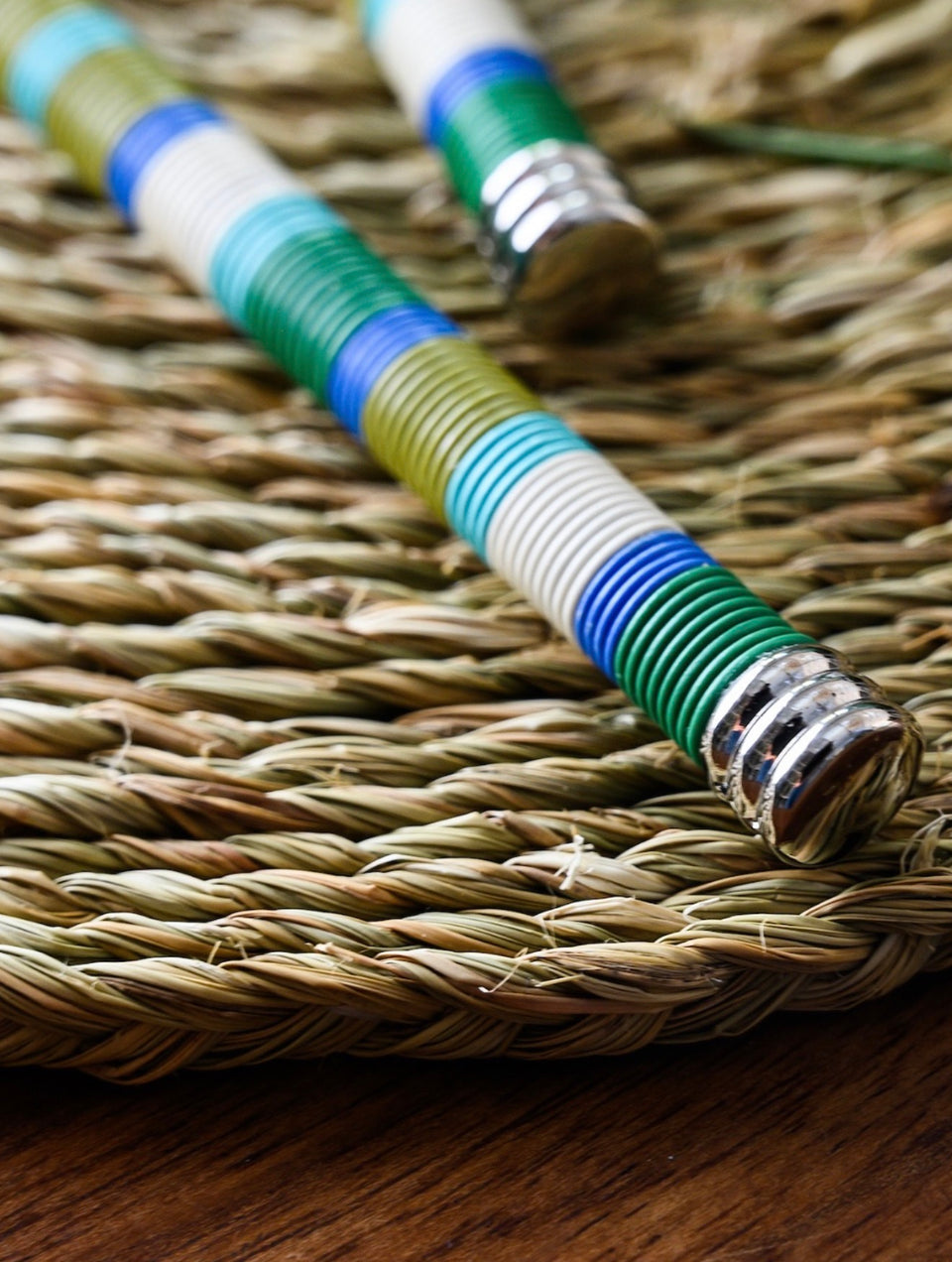 Silver-Plated Salad Server Set with Telephone Wire Detail