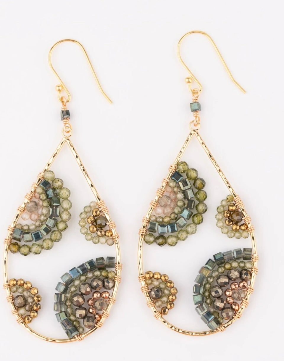 Crescent Earrings in Forest Green