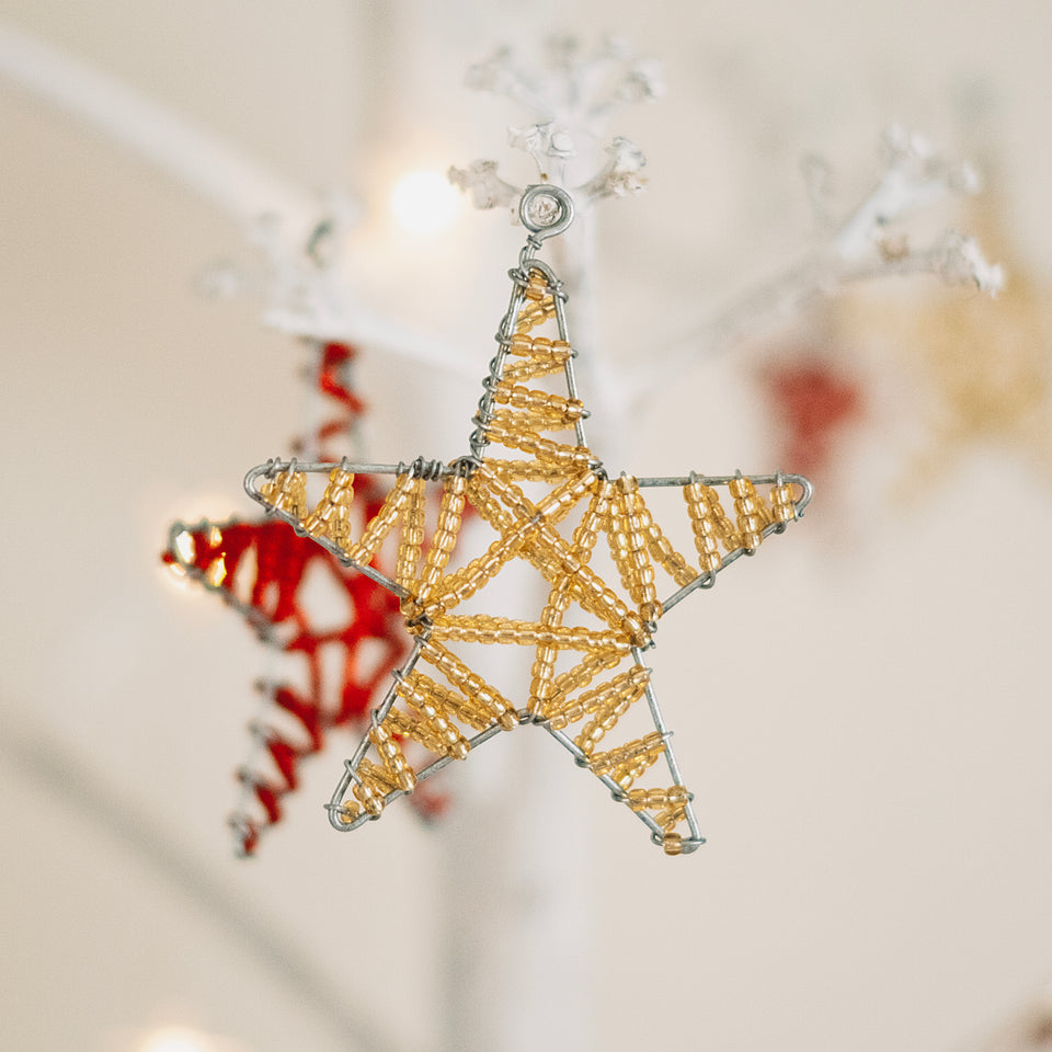 Hand-Beaded Zulu Christmas Star Ornament