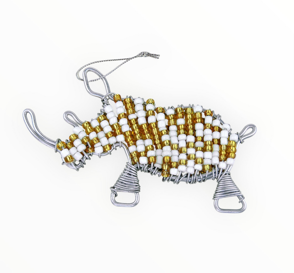 Zulu Beaded Rhino Christmas  Ornament