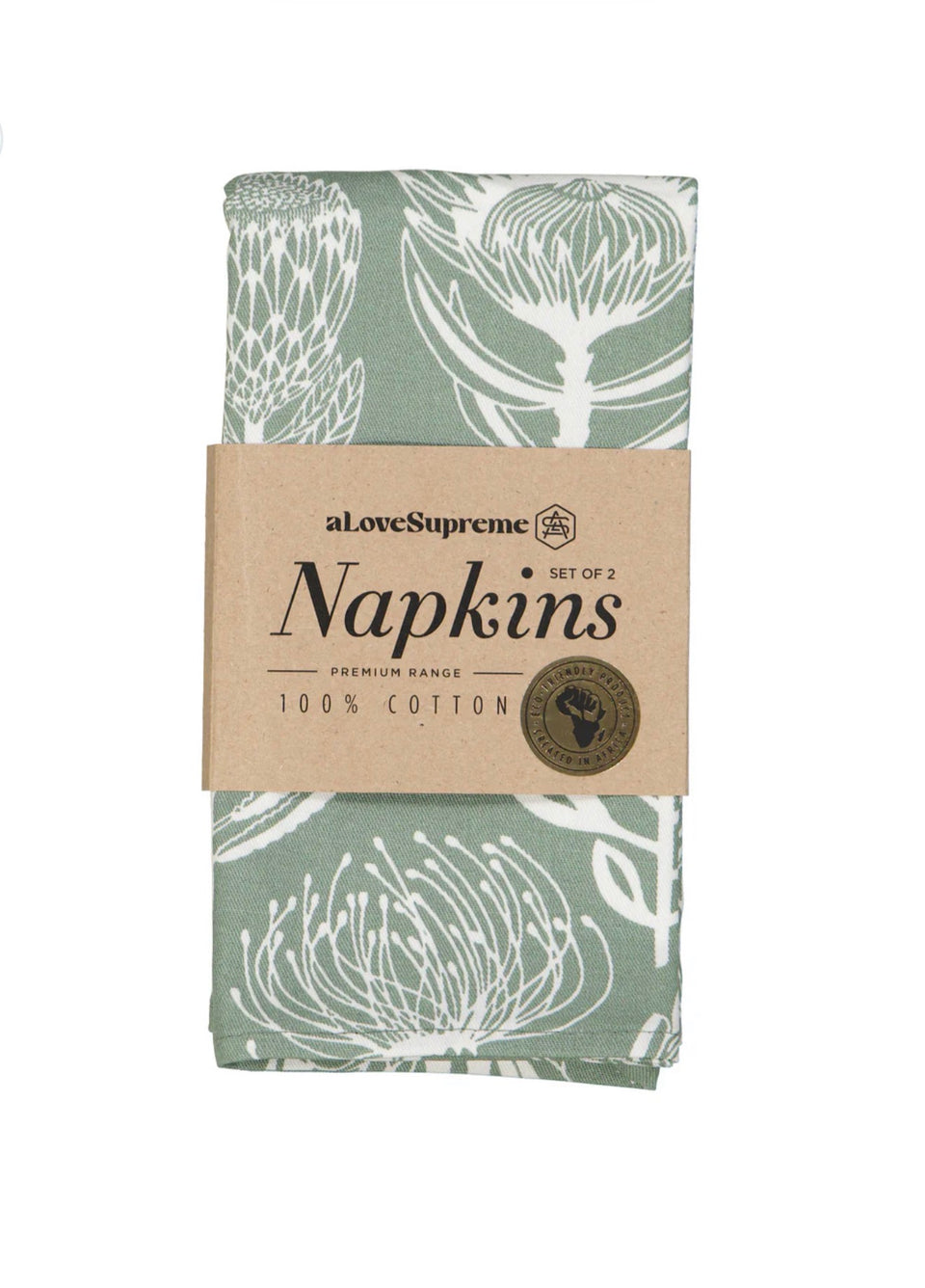 Alove Supreme Sage Green Protea Cloth Napkins (2 Pk)