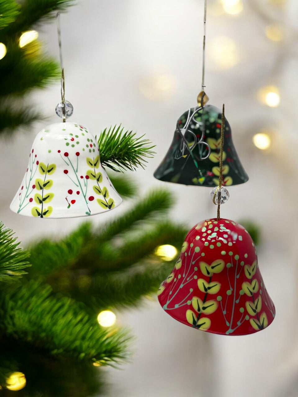 Hand-Painted Ceramic Holiday Bell Ornament – Potterswork