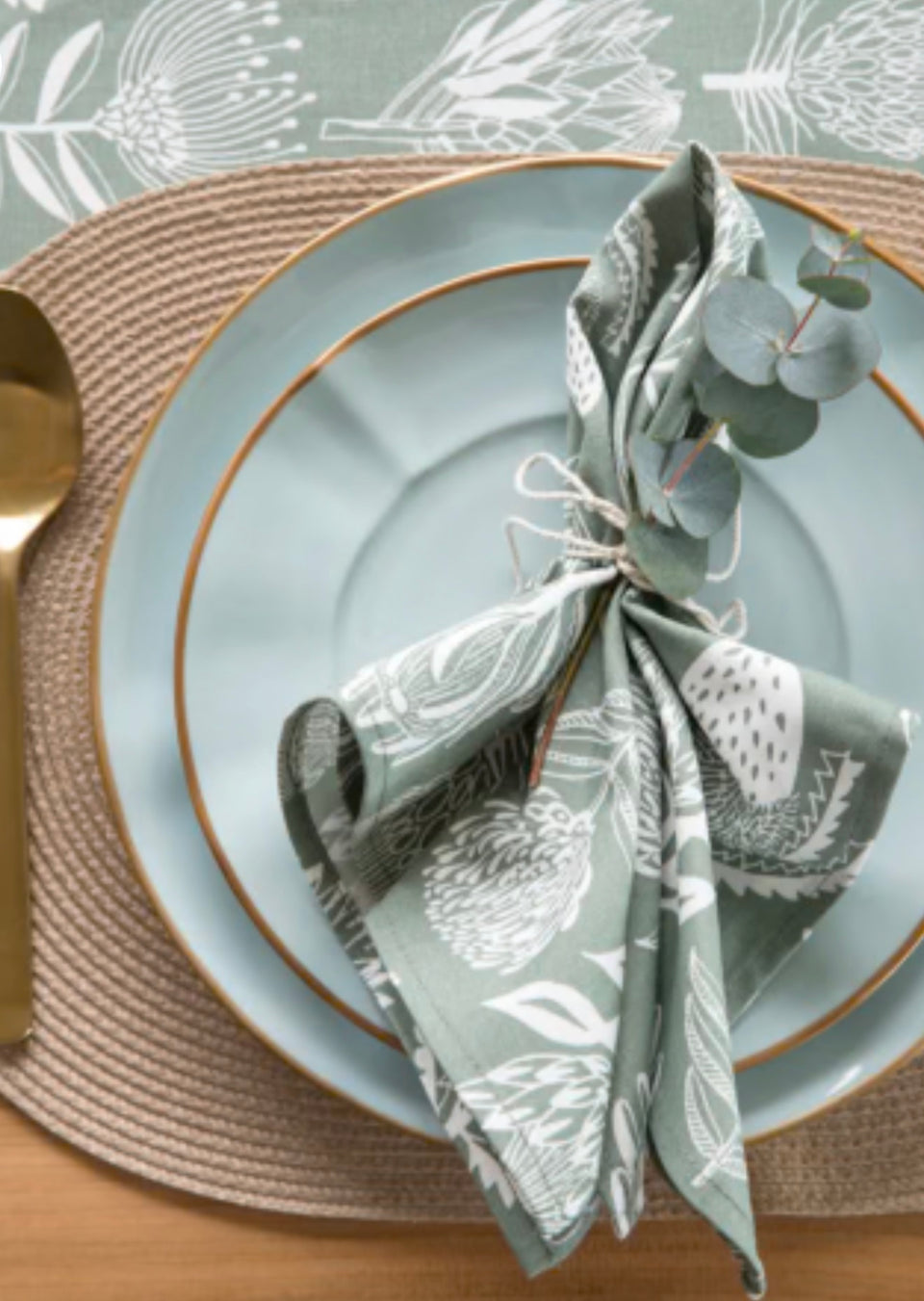 Alove Supreme Sage Green Protea Cloth Napkins (2 Pk)