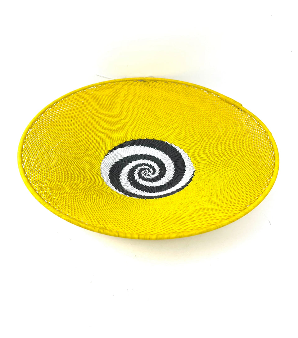 Yellow Swirl African Wire Bowl