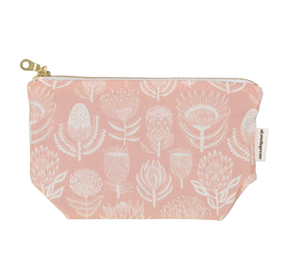 Alove Supreme Makeup Pouch Floral Kingdom (White on Pink)