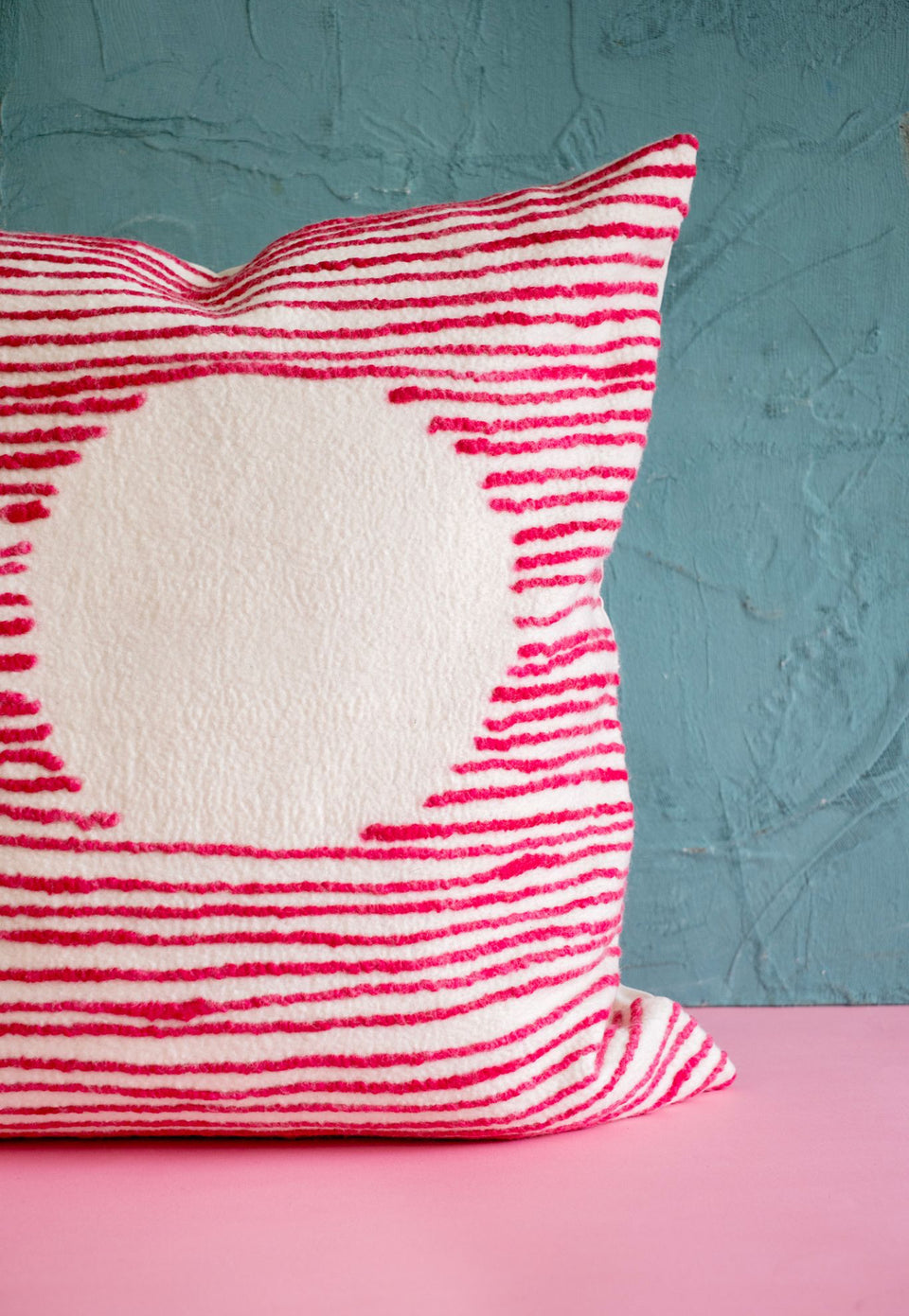 Hand Felted Magenta Full Moon Pillow Cover