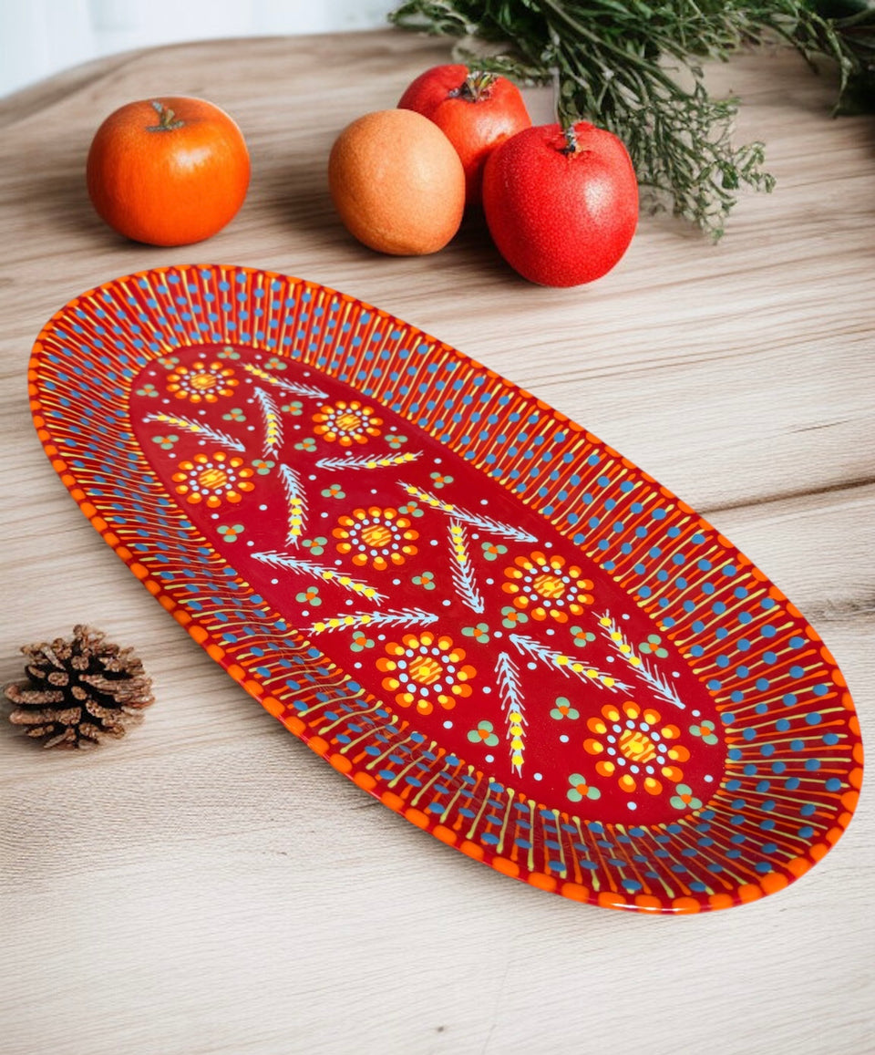 Potters Oval Vegetable Platter Red