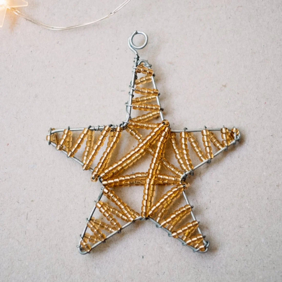 Hand-Beaded Zulu Christmas Star Ornament