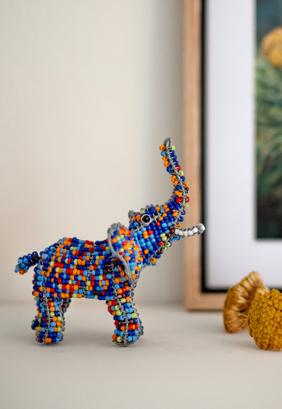 Multicolor Beaded Elephant Ornament