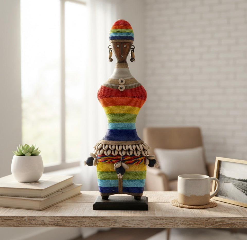 Beaded Namji Doll 17” Wide Multicolor