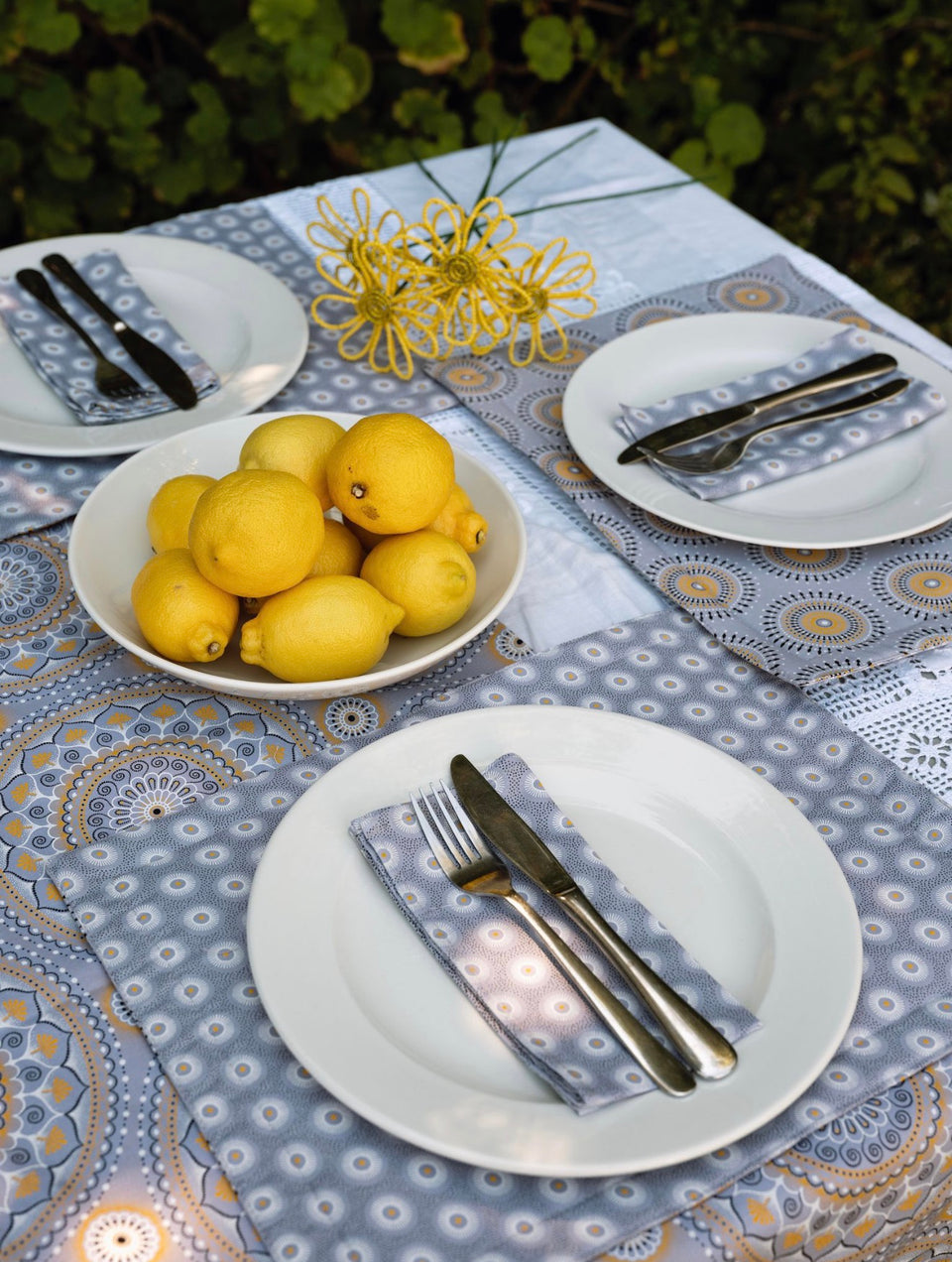 Gray Reversable Shweshwe Cotton Padded Placemats (Set of 6)