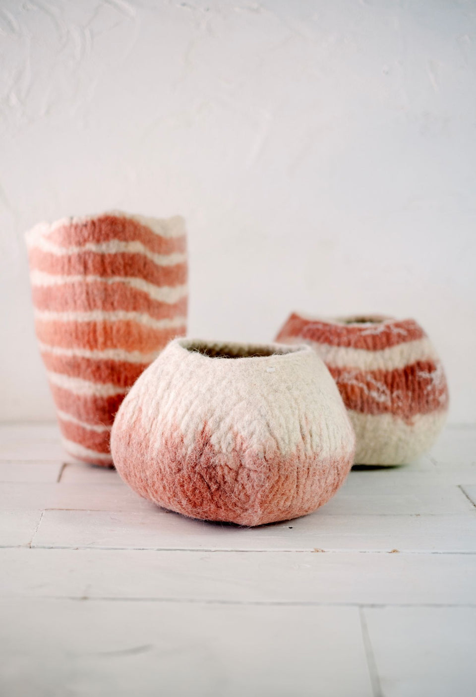 Pathways Felted Table Vase in Peachy Pink