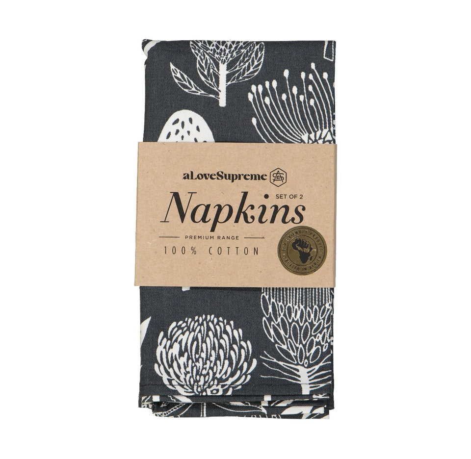 Alove Supreme Sage Charcoal Protea Cloth Napkins (2 Pk) (Copy)