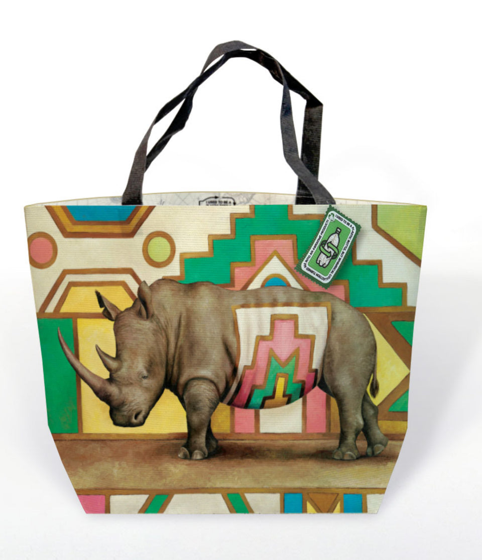 Ndebele Rhino Recycled Plastic Shopper Bag