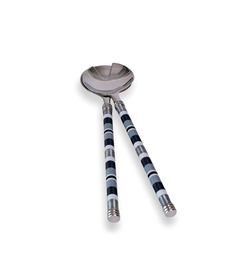 Silver-Plated Salad Server Set with Telephone Wire Detail