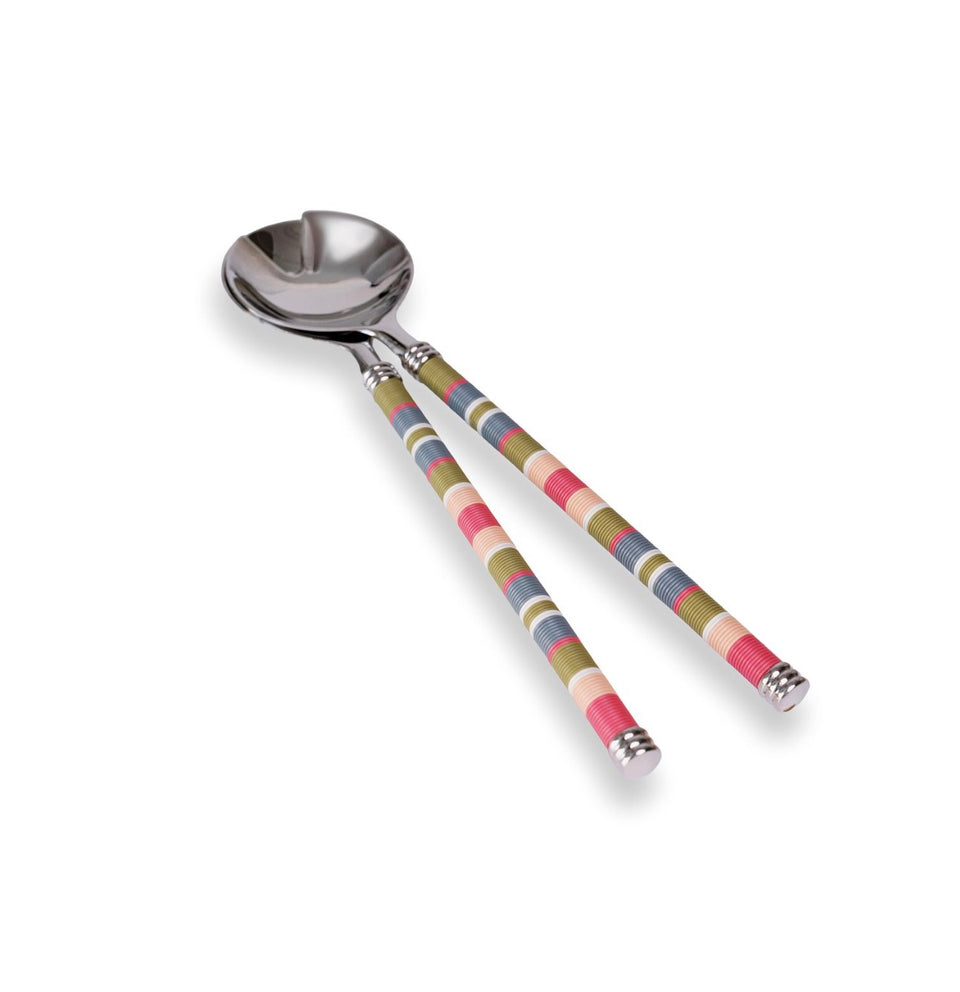 Silver-Plated Salad Server Set with Telephone Wire Detail