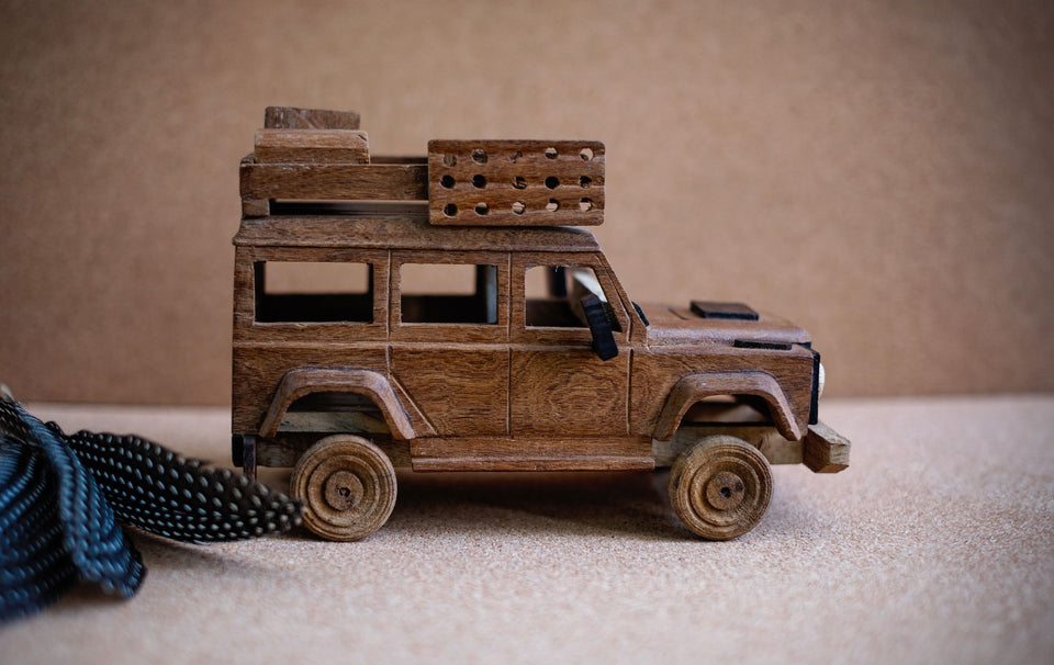 Hand Carved Wooden Land Rover