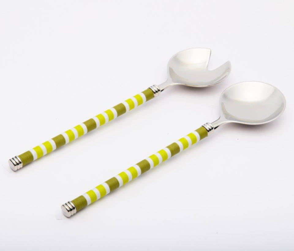 Silver-Plated Salad Server Set with Telephone Wire Detail
