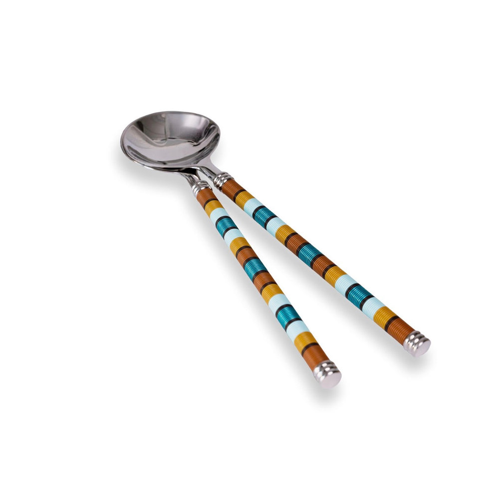 Silver-Plated Salad Server Set with Telephone Wire Detail