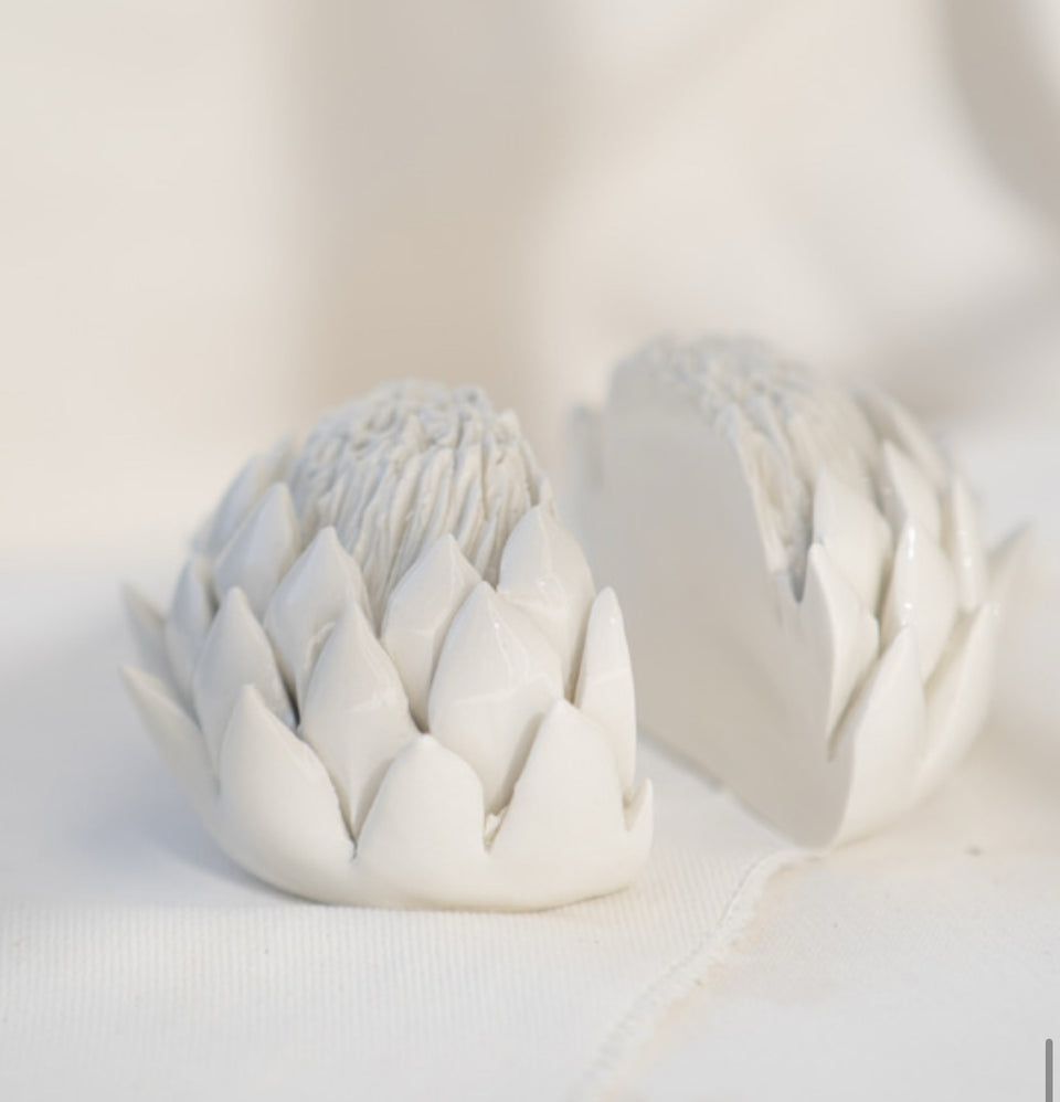 King Protea Ceramic Bookends 